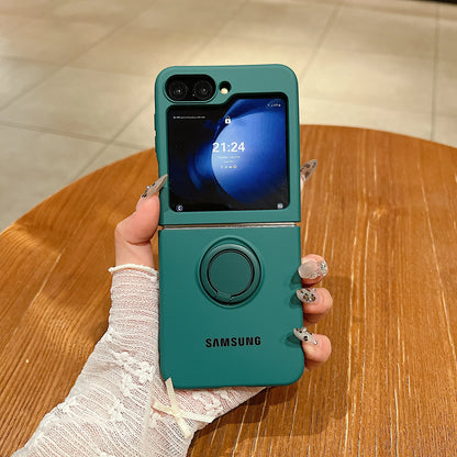 Luxury Official Candy Color Liquid Silicone  Ring Holder Phone Case Samsung Galaxy Z Flip 7 6 5 4 3 Shockproof Protective Cover