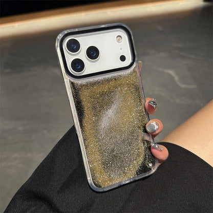 Glitter Quicksand Bling Phone Case for iPhone 17 Air 16 15 14 13 Pro Max Plus Shockproof Camera Bumper Shiny Silver Back Cover