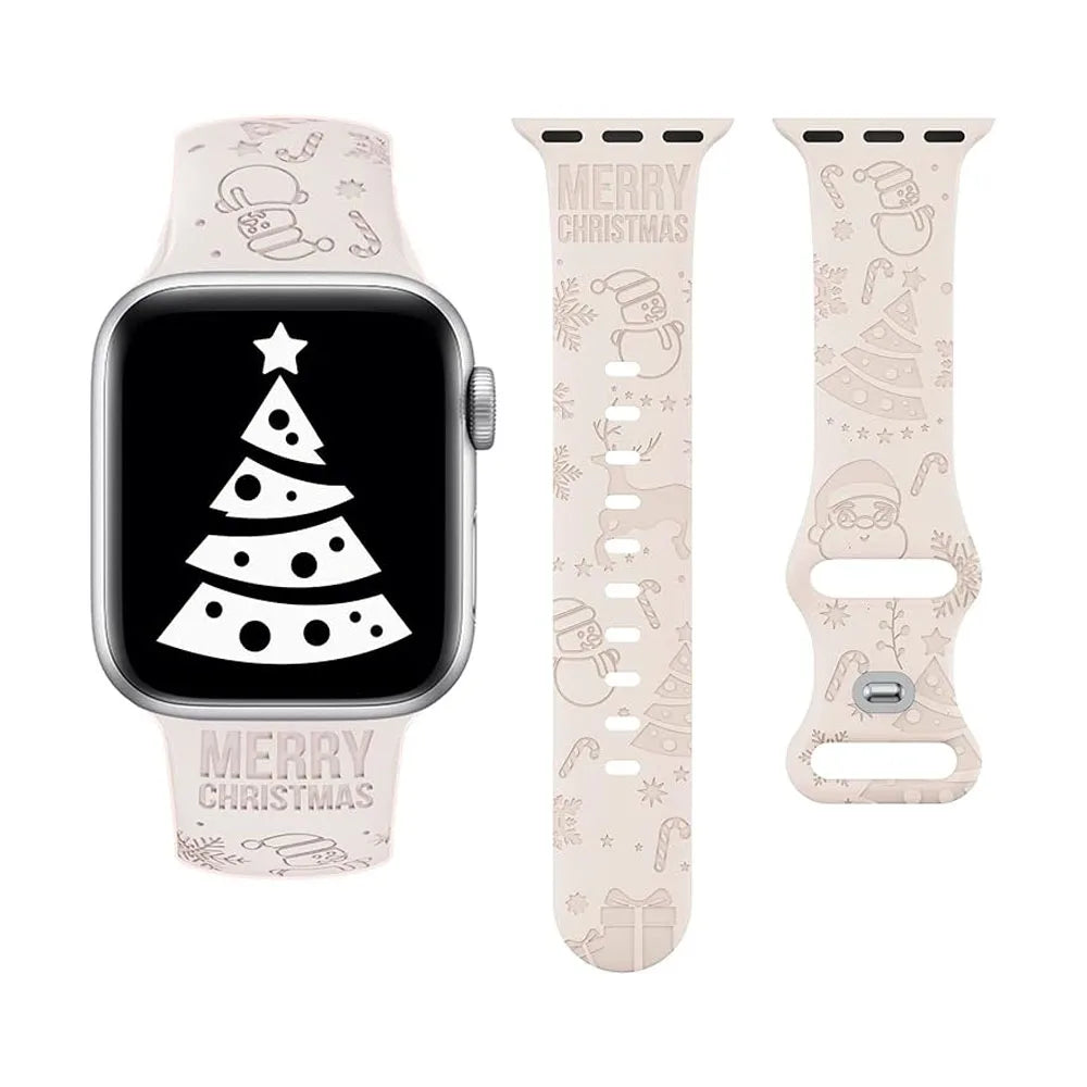 Christmas Engraved Strap For Apple Watch Band 49mm 46mm 45mm 44mm 42mm 40 41 Bracelet correa IWatch Series 11 10 SE 9 8 7 Ultra