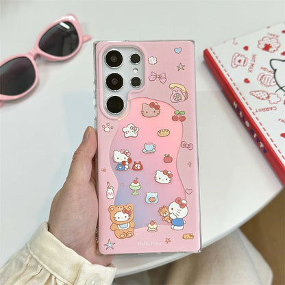 Laser Glitter Hello Kitty Phone Case For Samsung S25 S24 Ultra S23 FE S22 Plus A55 A54 A53 A52 A34 A25 A24 A15 A05 A05S 5G Cover