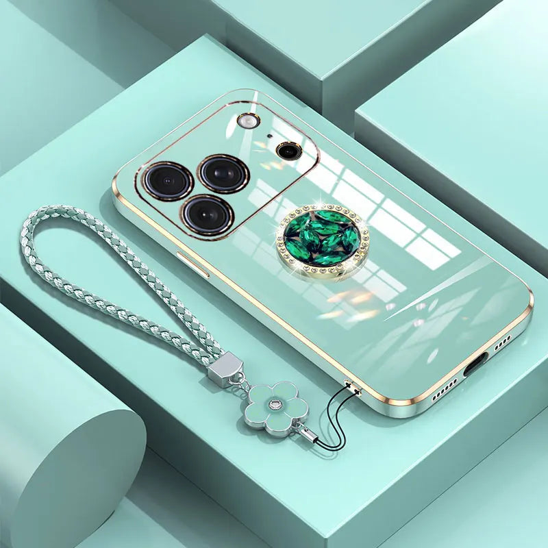 iphone17pro Case Luxury with Holder,Diamond Ring Case For iphone 17 Pro Max Air Shockproof Case iphone17 Cover with Lanyard