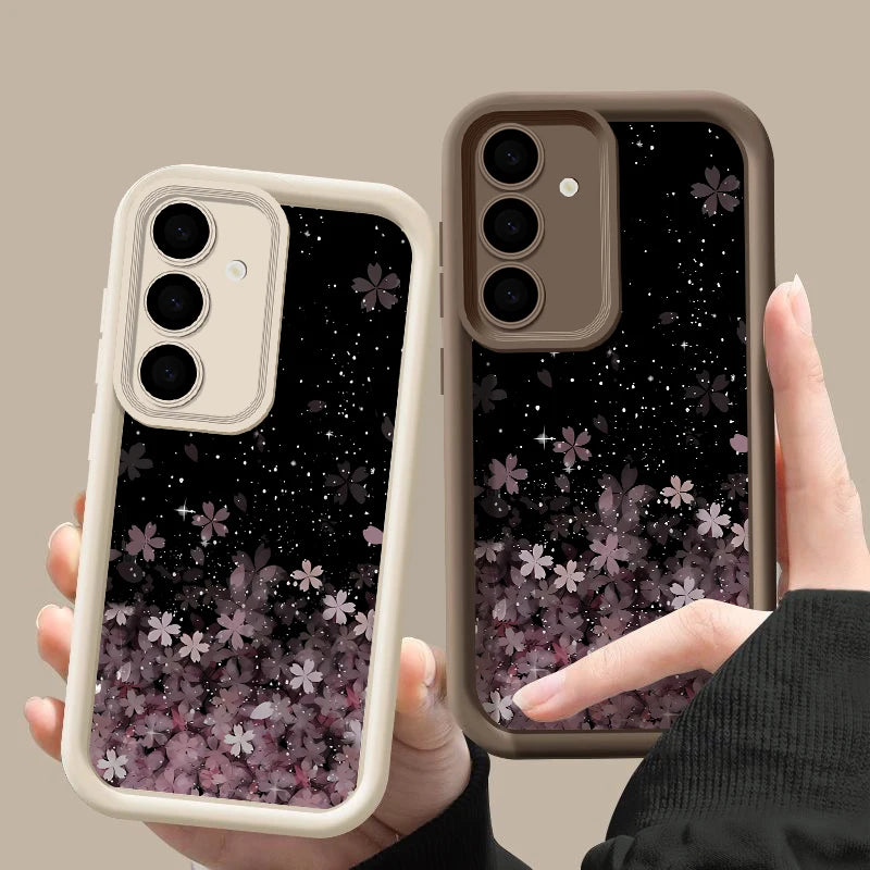 Cherry Blossom Silicone Case For Samsung Galaxy S25 Edge S24 S23 Ultra S24 FE A55 A15 A16 A35 A25 A53 A54 A56 5G TPU Phone Cover