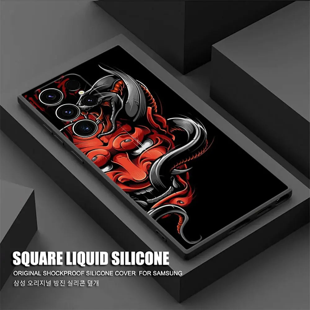 Samurai Hannya Mask Ghost Phone Case For Samsung Galaxy S24FE Cases S25 S23 S21 Ultra S20 S24 FE S22 Plus A25 A35 A54 A55 Cover