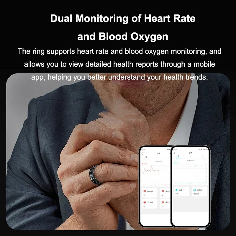 Smart Ring Multifunctional Health Tracker Heart Rate Blood Oxygen Monitor Brush Tiktok Waterproof Men Women Ring Sleep Fitness - covers4phones