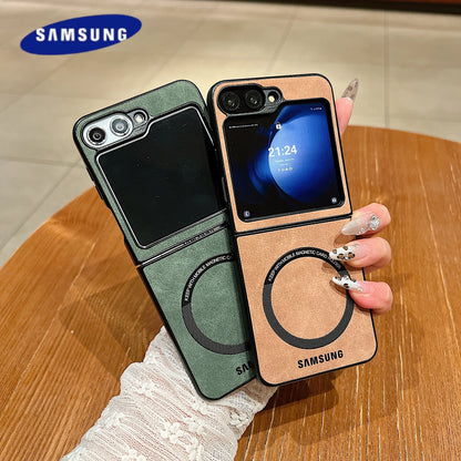 Magsafe Case Samsung Z Flip 7 6 5 4 Matte PU Leather Samsung Galaxy Z Fold 7 6 5 4 Magnetic Flip 5 Skin Feel Flip 3 Luxury Cover