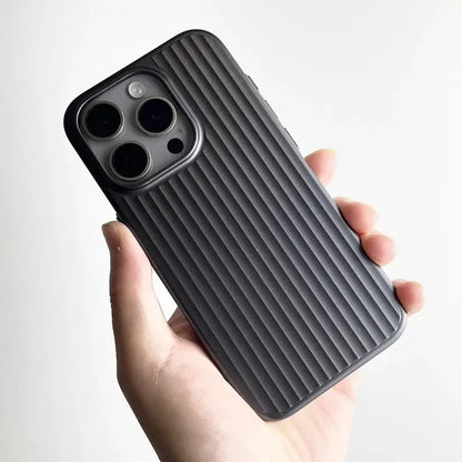 Matte Natural Titanium Grating Hard Phone Case for IPhone 16 15 14 13 Pro Max Plus Full Cover Scratch-proof Rugged Back Cover