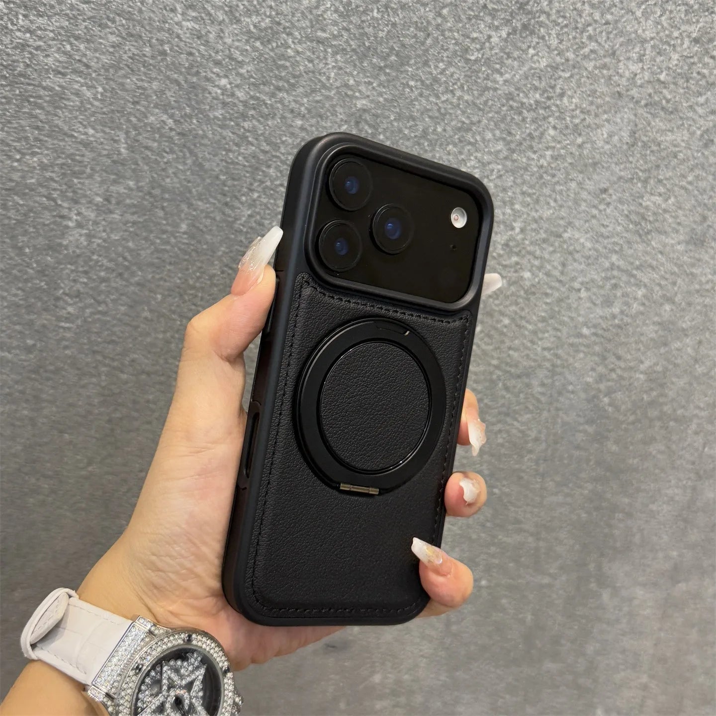 17 ProMax Wax PU Leather Magnetic Charging Phone Case For iPhone 14 15 16 Plus 17 Air 11 12 13 Pro Max 360° Rotating Stand Cover