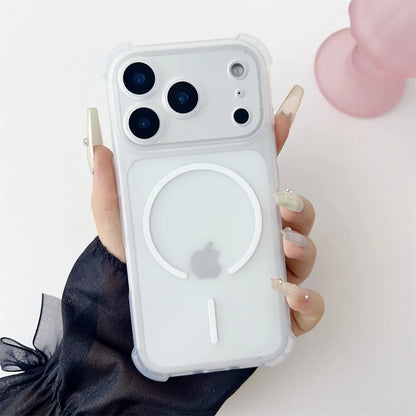 For Magsafe Clear Matte Shockproof Armor Phone Case For iPhone 17 16 15 14 13 12 Pro Max Air Plus Lens Protective Soft TPU Cover