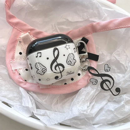 ins Music Symbol Angel Wings Earphone Case For Apple AirPods 4 3 2 1 Pro 2 Air Pods Pro2 Bluetooth Headphones Protective Cover