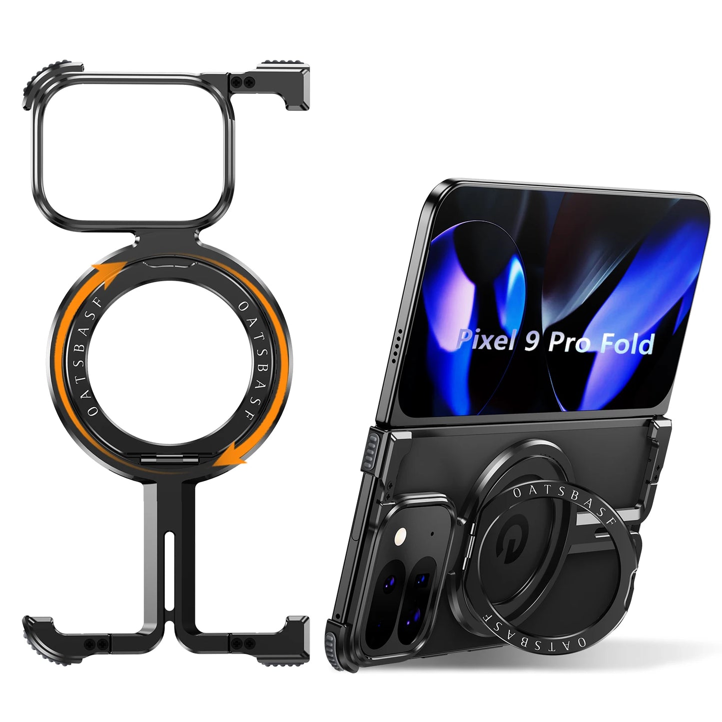 Eary for Google Pixel 9 Pro XL Fold Phone Case with Magsafe 360°Rotatable Kickstand Frameless Protective for Pixel Bumper Cover