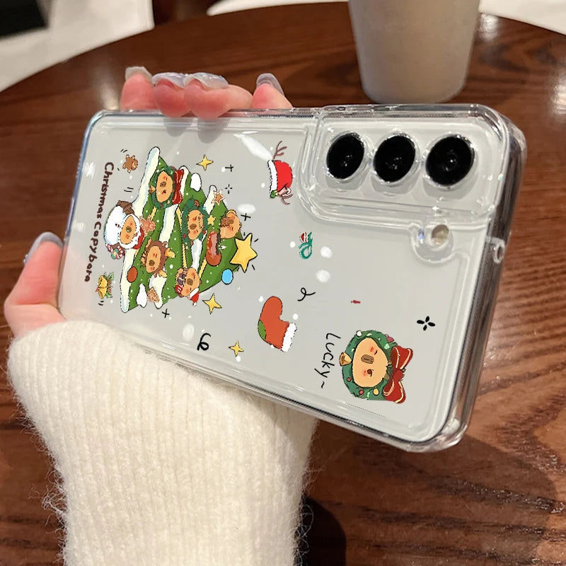 Cartoon Gifts Christmas Case For Samsung Galaxy S25 S24 Ultra S23 S22 Plus S21 FE A15 A16 A17 A26 A35 A36 A54 A55 A56 5G Funda