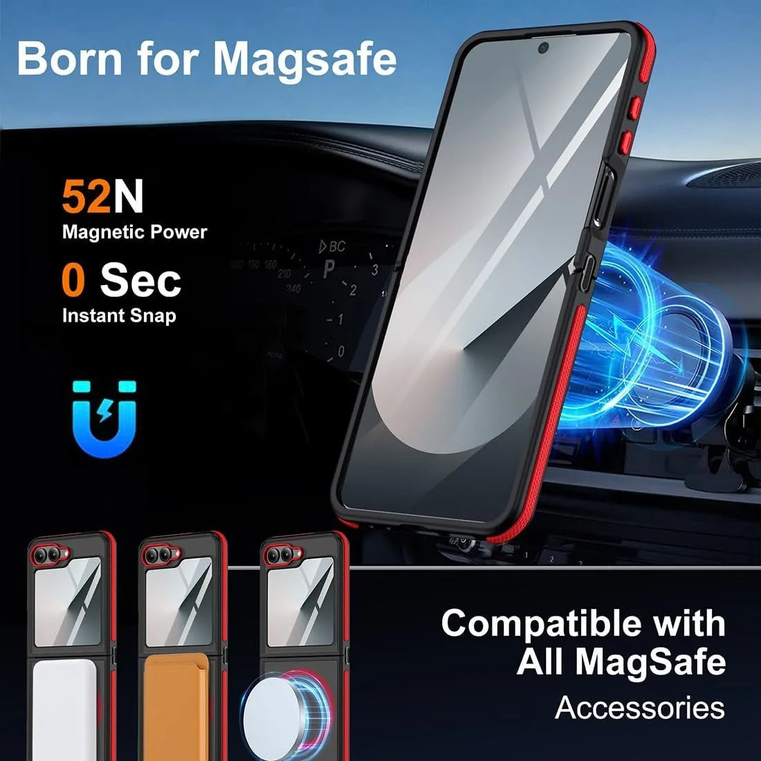 Business Matte Magsafe Case for Samsung Galaxy Z Flip 5 6 7 ZFlip Flip6 Flip5 Wireless Charging PC TPU Armor ZFlip7 ZFlip6 Cover