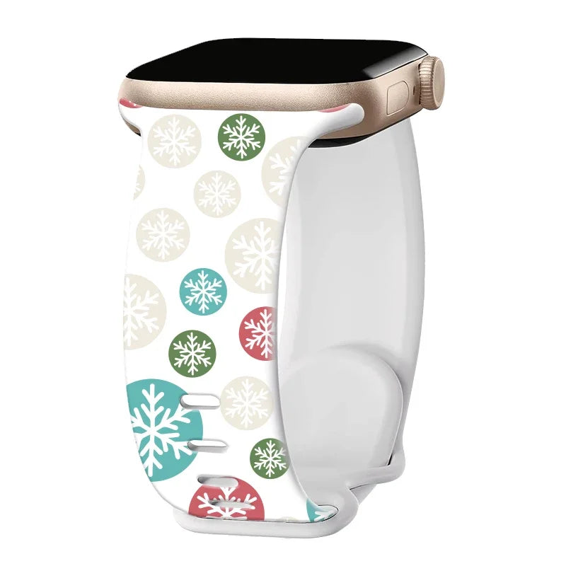 Christmas Silicone Print Band for Apple Watch 44mm 45mm 41mm 49mm 42mm 46mm Strap Bracelet for iWatch Series 10/9/8/7/SE/6/5/4