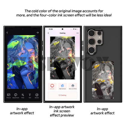Smart NFC Phone Case for Samsung Galaxy S24, S23 Ultra, DIY, 4 Color, E Ink Screen, Couples Photo, Anime Characters