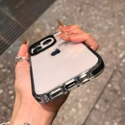 Luxury Transparent Airbag Phone Case For iPhone 16 15 ProMax 14 16 Plus 13 12 Pro Max 11 Contrasting Bumper Shockproof TPU Cover