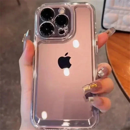 Luxury Silicone Transparent Shockproof Armo Case For iPhone 15 16 14 13 12 11 Pro Max Plus X XR 16E Phone Clear Protection Cover