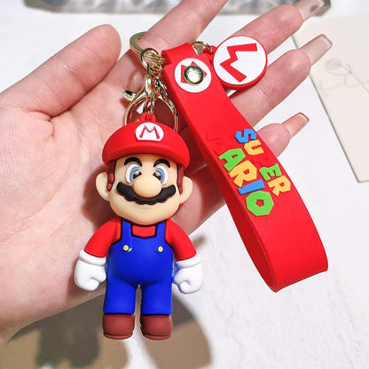 Super Mario 3D Cartoon Keychain Mario Bros Luigi Toad Yoshi Bowser Action Figure Model PVC Cartoon Bag Doll Pendant Toys Gift