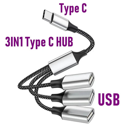 USB Hub Extensions 3 Port Type C Hub USB Splitter Data Transmission High Speed OTG Adapter For Computer Xiaomi Macbook Pro Air