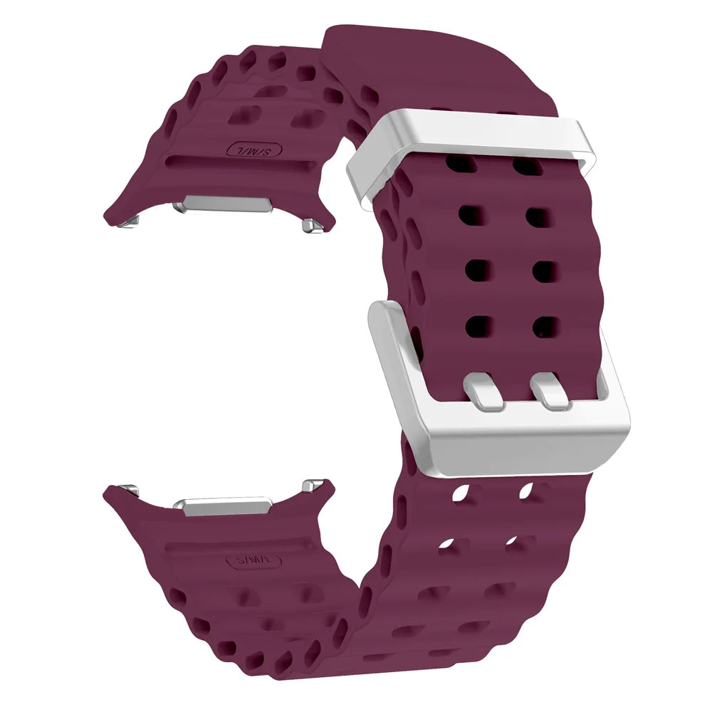 NEW Marine Silicone Strap For Samsung watch ultra 47mm Bracelet No Gaps Sport two-tone Band for Galaxy 7 ultra watchband straps