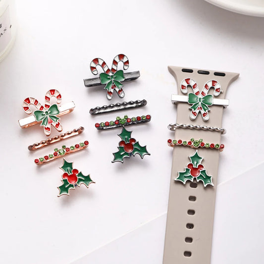 Suitable for Apple Watch Decorative Rings Christmas Watch Decorative Accessories Silicone Strap Decorations