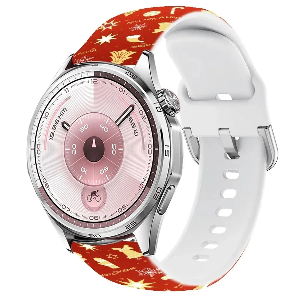 20mm 22mm Christmas Silicone Strap For Huawei Watch GT6-5-4-3 46mm Samsung Watch 7 6 5 4 Bracelet Wristband Amazfit GTR/GTS Band