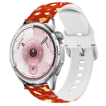 20mm 22mm Christmas Silicone Strap For Huawei Watch GT6-5-4-3 46mm Samsung Watch 7 6 5 4 Bracelet Wristband Amazfit GTR/GTS Band