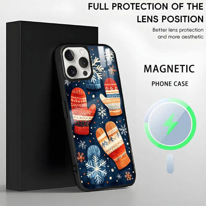 Christmas Gloves phone case for iPhone 17 16 15 14 13 12 11 Pro Max Plus Mini Magsafe Magnetic Wireless Mirror Funda