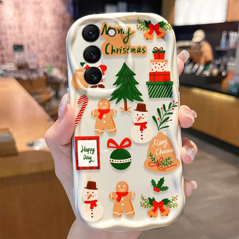 Christmas Pattern Case for Samsung Galaxy S24 S23 S22 S21 Ultra Plus S20 FE A73 A72 A71 A55 A54 5G A53 A52 A51 4G A50S A50 Cover