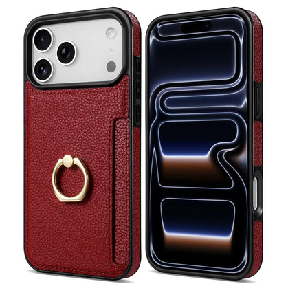 Leather Wallet Card Solt Phone Case for IPhone 11 12 13 14 15 Plus 16 17 Pro Max 17 Air 16E Ring Holder Protective Cover