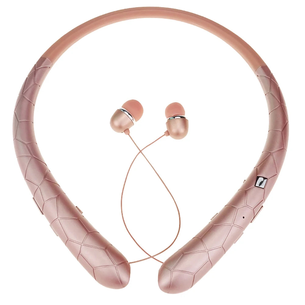 Neckband Headset Waterproof Workout Headphones Bluetooth-Compatible5.0 Retractable Earbuds with Mic for iPhone Samsung LG