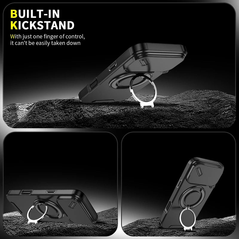 Armor Shockproof Magnetic Ring Stand Holder Case For iphone 17 Pro Max Camera Protection Cover For iphone17 Air