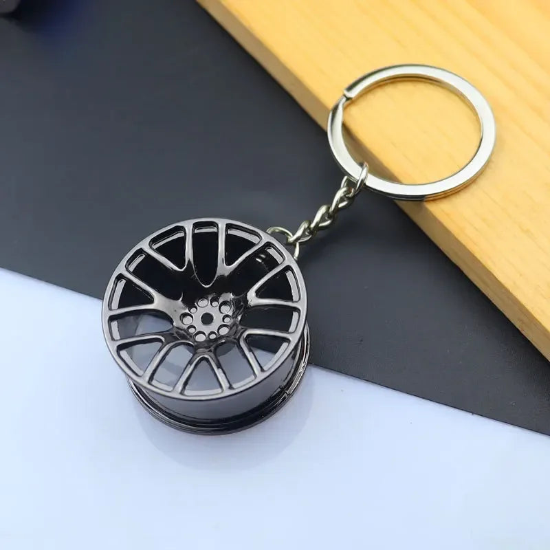 Creative Mini Auto Parts Car Wheel Keychain Auto Enthusiast Metal Keyring Accessories Key Ring Chain for Men Woman Lover Gift