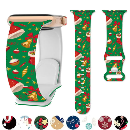 Christmas Strap for Apple Watch Ultra 3 Band 49mm 46mm 41mm 42mm 44mm 45mm Silicone Loop Bracelet for iWatch 11 10 9 8 7 6 5 SE