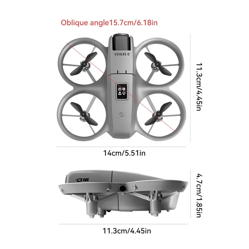 New D16 Mini Drone Dual Camera 8K HDAerial Aircraft Obstacle Avoidance UAV Fixed Remote Control Airplane Gift Toys 20000M
