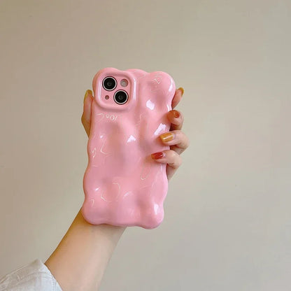 3D Wave Pattern Phone Case For iphone 15 14 13 12 11 Pro Max INS Candy Color Fashion Soft Silicone Shockproof Back Cover Cases