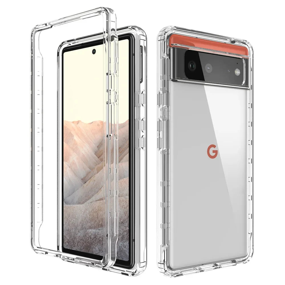 Transparent Case for Google Pixel 6 Pro 6A / Pixel 7 Pro 7A Hybrid Shockproof Tpu/pc Shell Dual Layer Candy Color Cover Funda