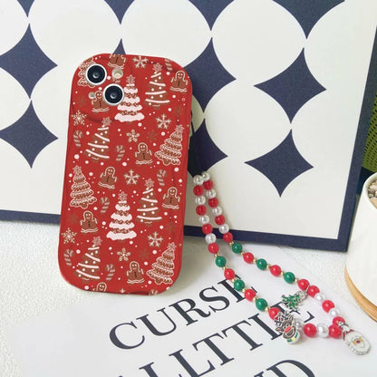 Cute 3D Christmas Santa Claus Tree Chain Phone Case For IPhone 17 Air 16 Pro Max Plus 12 13 14 15 Pro Max Mini 16E Soft Cover