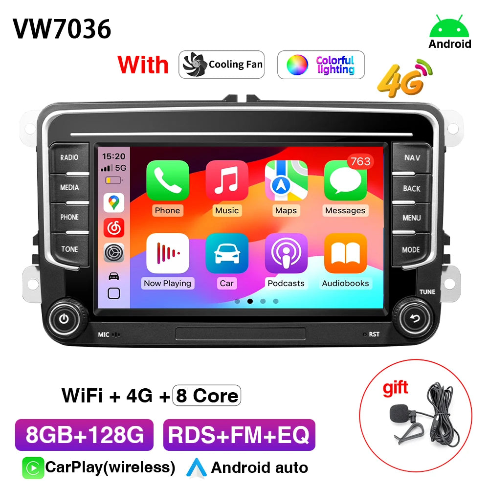 GRANDnavi Android13 Car Radio GPS For VW Volkswagen Skoda Octavia Golf 5 6 Touran Passat B6 Polo Jetta 2Din Multimedia Player