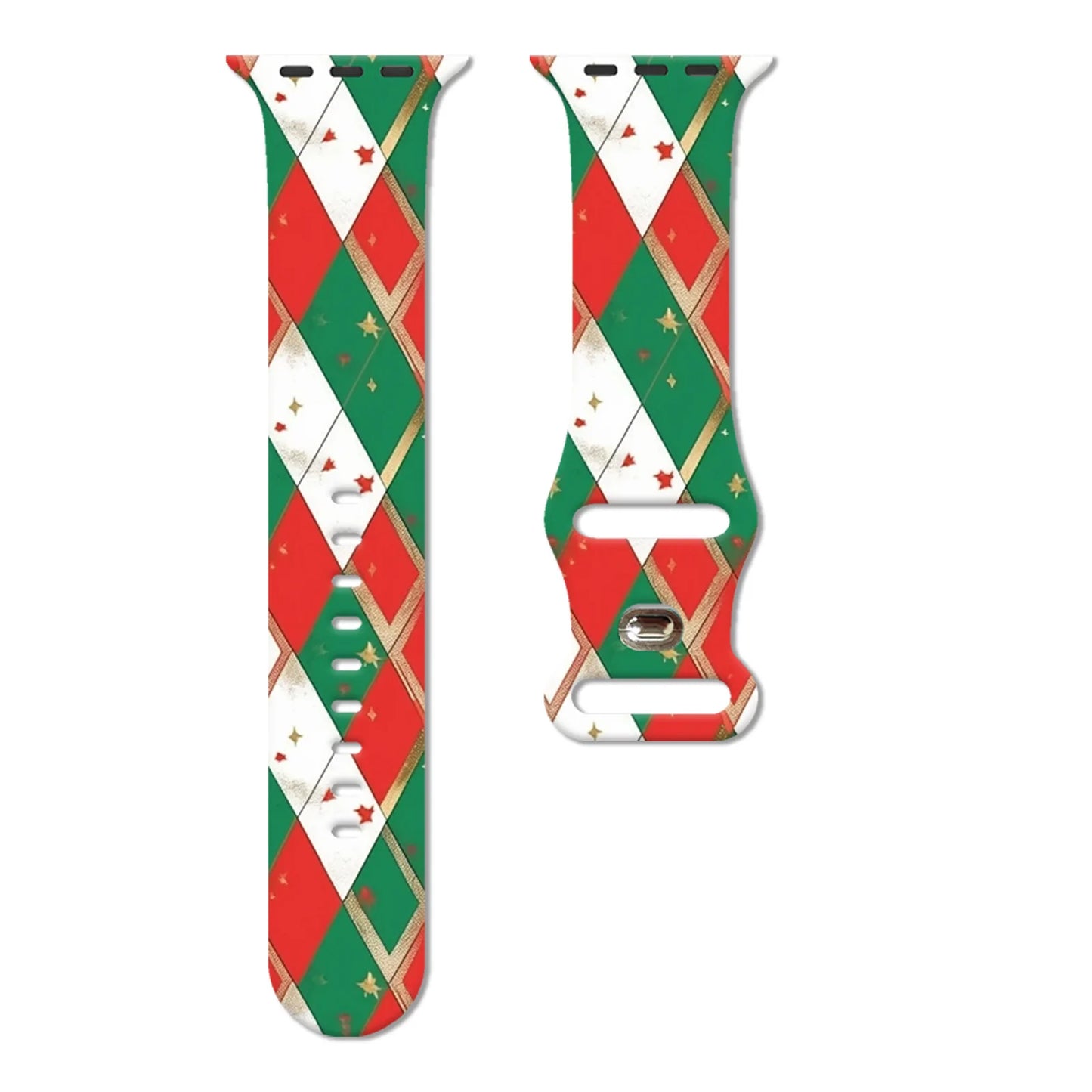 Christmas Diamond-Shaped Print Strap for Apple Watch 11 10 9 Silicone Band Replaceable Bracelet for iWatch 46/44/42mm Watchband