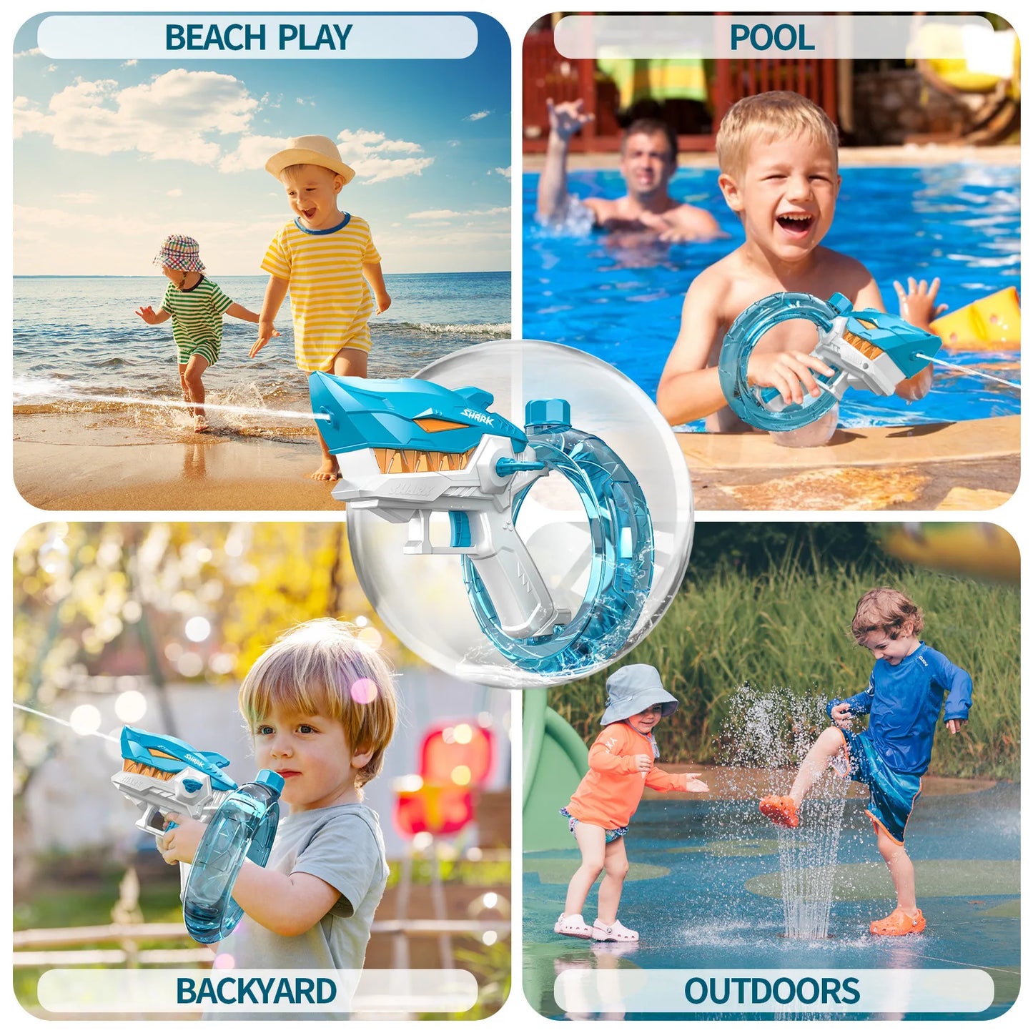 2024 Summer New Electric Water Gun for Adults & Kids Shark Automatic Squirt Guns Toys High Pressure Water Guns Outdoor Toys Gift