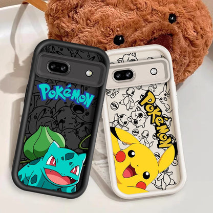 P-Pokemones Cute Anime For Google Pixel 9 8A 8 7 7A Pro XL 5G Eye Ladder Phone Case Soft TPU Shockproof Cover