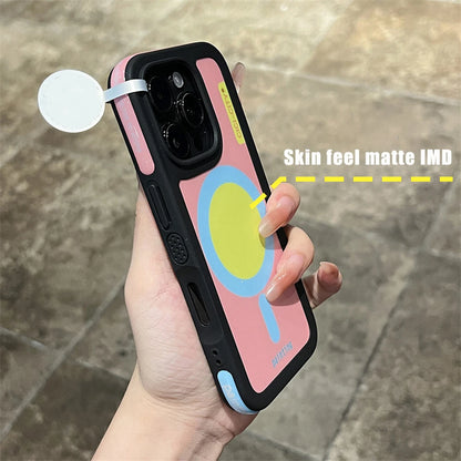 Dopamine Magnetic Clash Color Bumper Case for iPhone 16 15 14 Pro Max for Magsafe Candy Contrast Color Shockproof Cover Funda