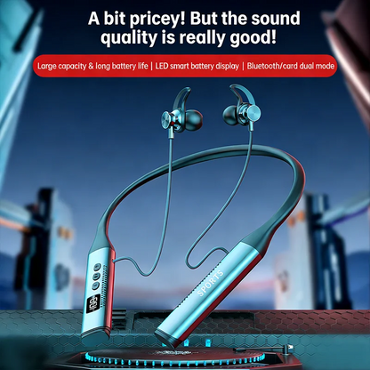 70H Ultra-Long Playtime Bluetooth 5.4 Neckband Earphones with Mic & Ear Monitor – Karaoke Ready, Bass Stereo Sound