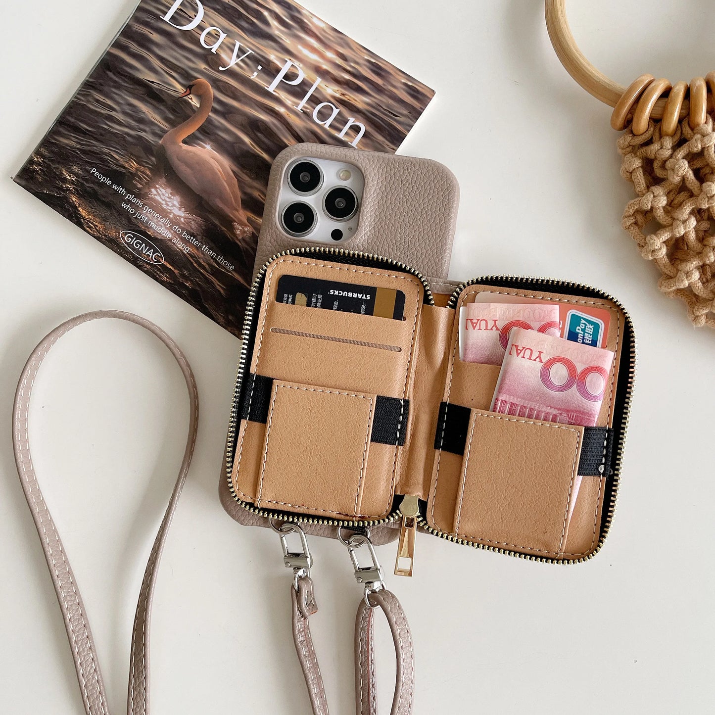 Wallet PU Leather Phone Case For iPhone 17 Air 16 E 15 14 13 12 Pro Max Plus Crossbody Shoulder Lanyard Card Holder Purse Cover