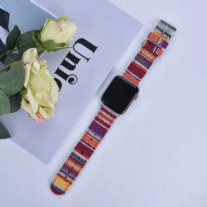 Christmas Exotic Style Fabric Straps For iWatch Band 8 7 SE 45mm 44mm 42mm Sports For Apple Watch 41mm 40mm 38mm Series 6 5 4 3