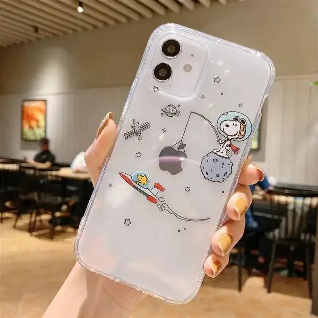 Cute Funny Snoopy Case For Iphone 15 Pro Max 11 14 13 12 Mini 6s 6 7 8 Plus X XS XR Cover Silicone Couqe Soft Transparent