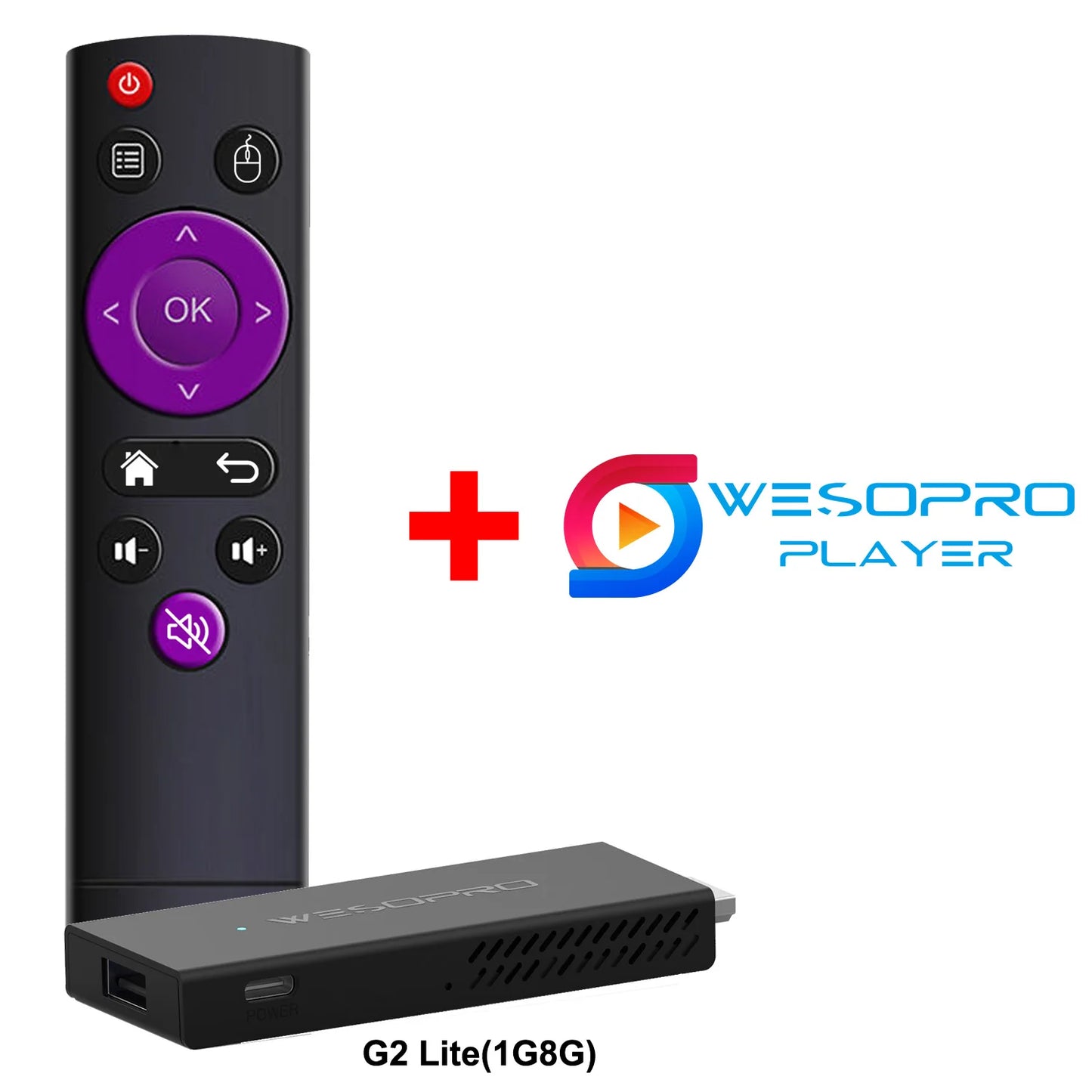 WESOPRO Android TV Stick G2 Lite Smart IPTV Dongle 1GB RAM 8GB ROM 2.4GHz 5.0GHz Wifi 4K Decoding Streaming Media VS Fire Stick
