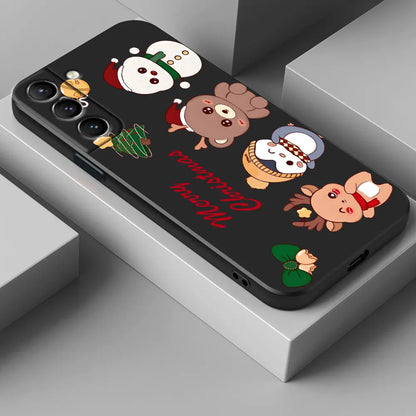 Cute Christmas Elk Snowman Phone Case For Samsung Galaxy S25 FE Cases S25 S24 S23 S21 Ultra S20 S24 FE S22 Plus Note 20 10 Cover