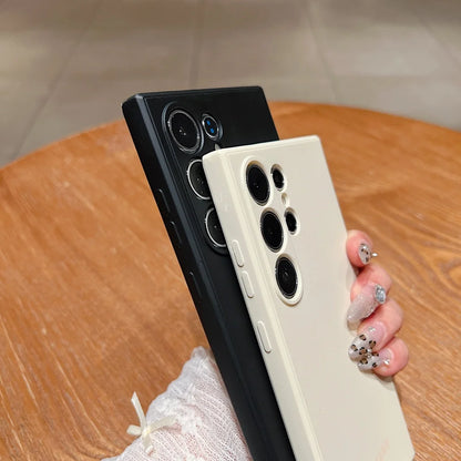 Official Liquid Silicone Shockproof Soft Case Samsung Galaxy S25 S24 S23 S22 S21 Ultra Plus S23 FE Solid Color Protection Cover