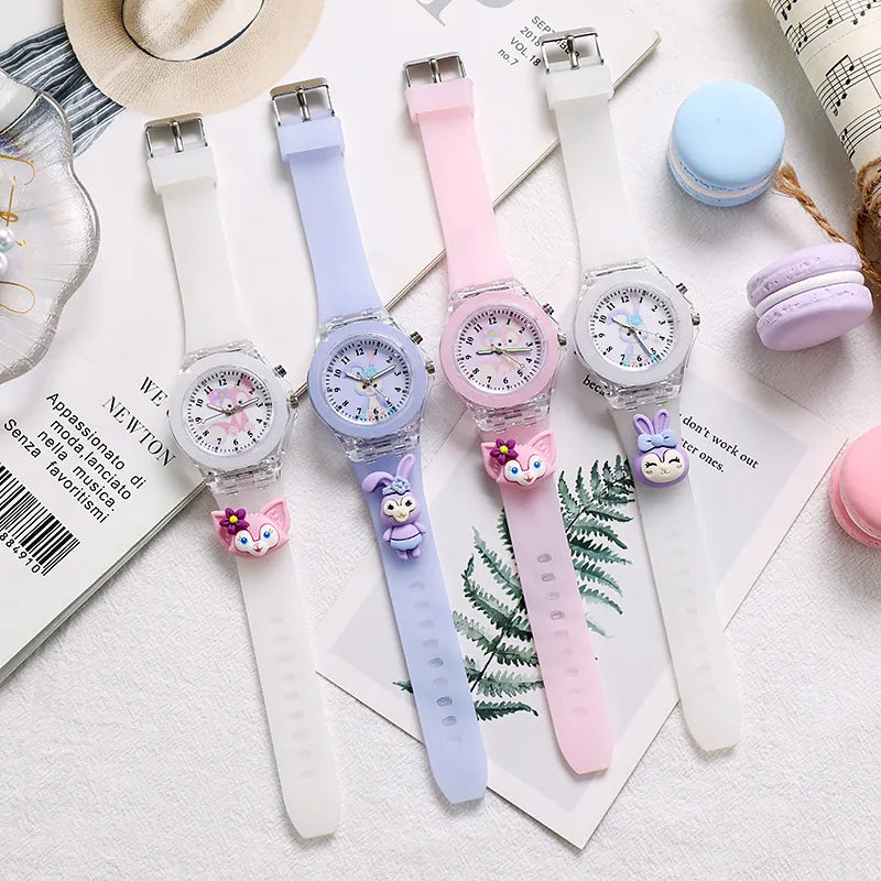 3D Mickey Children Watches Girls Color Light Source Silicone Minnie Kids Watch Ladies Quartz Clock Gifts Relogio Feminino - covers4phones